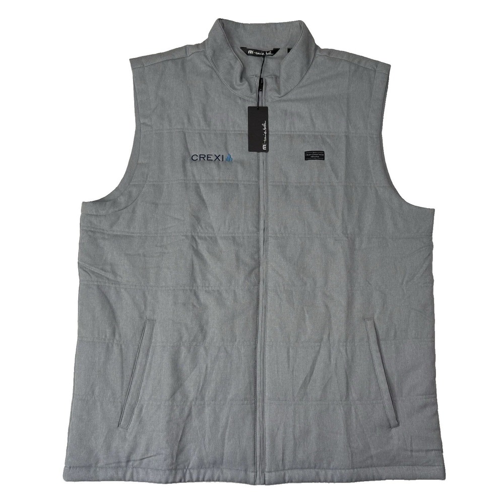 NWT Travis Mathew Puffer Vest Interlude Golf Full Zip Gray Men's XXL Branded